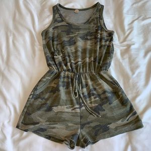 Ripped Army Green Camo Romper
